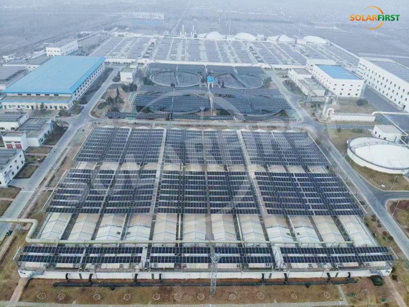 Proyecto de planta de tratamiento de aguas residuales con sistema de montaje flexible de 1,9 MWp en Zibo, Shandong