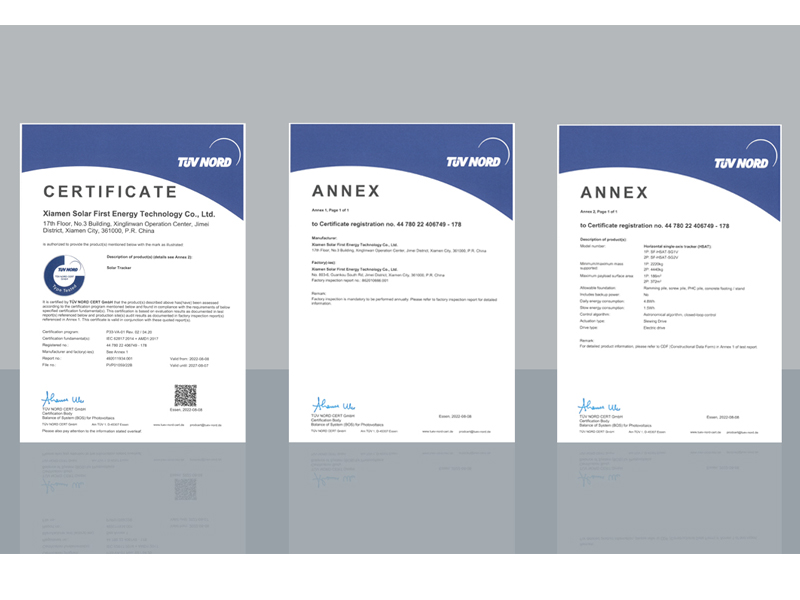 Los productos de la serie Horizon del sistema de seguimiento de SolFirsTech obtuvieron la certificación IEC62817